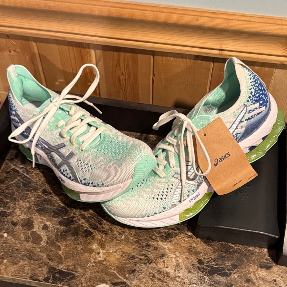 Asics Mint Green & Blue Women's Running Sneakers